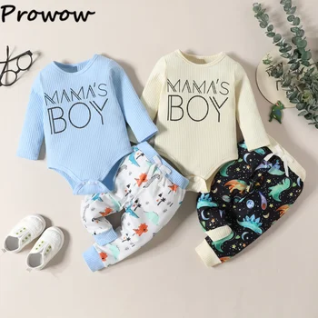 Prowow 3-24 м Осенне-зимняя одежда для маленьких мальчиков Комплекты одежды с надписью 