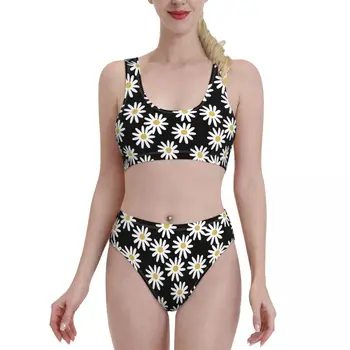Женские купальники Love Daisy с цветочными рюшами, цельные купальники с открытыми плечами, ретро-купальник с воланами, регулируемый размер S