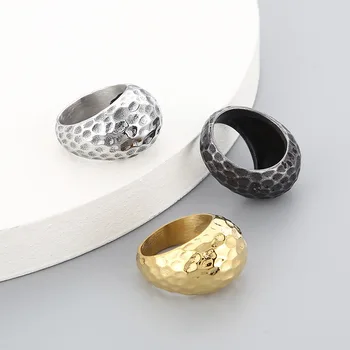 Креативное полированное кольцо с широкими гранями, ретро геометрическое кольцо из нержавеющей стали для мужчин и женщин