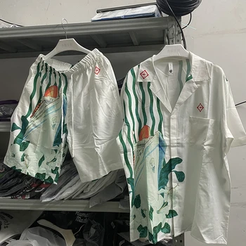 Летняя рубашка Casablanca с рисунком 2023 Года Для мужчин и женщин в стиле хип-хоп, Повседневные Гавайские рубашки Casa Blanca, Футболка