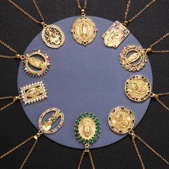 Ожерелье с подвеской Святой Девы Марии, разноцветный циркон, христианская Богоматерь, Ювелирные подарки Иисуса Христа