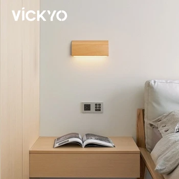 Современный светодиодный настенный светильник VICKYO, простой деревянный настенный светильник, атмосферный ночник для гостиной, детской комнаты, спальни, домашнего освещения, декора
